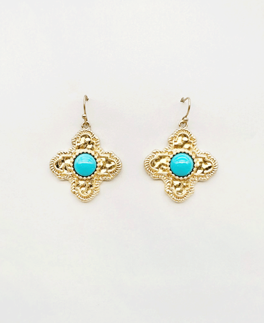 Pearl / Stone Cross Drop Earring