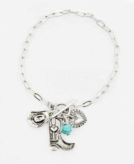 Western Themed Charms Chain Bracelet