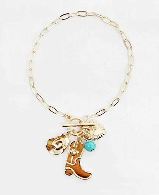 Western Themed Charms Chain Bracelet