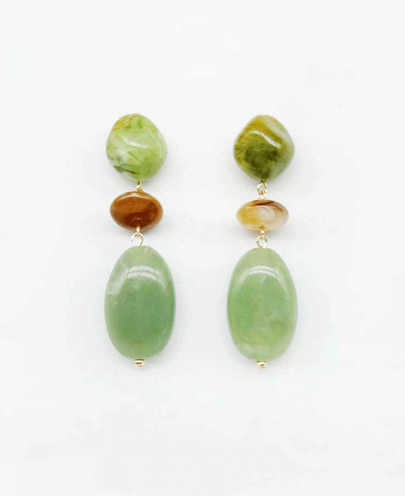 Multi Resin Bead Triple Drop Earring