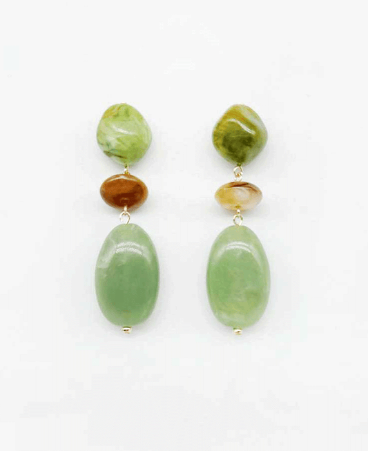Multi Resin Bead Triple Drop Earring