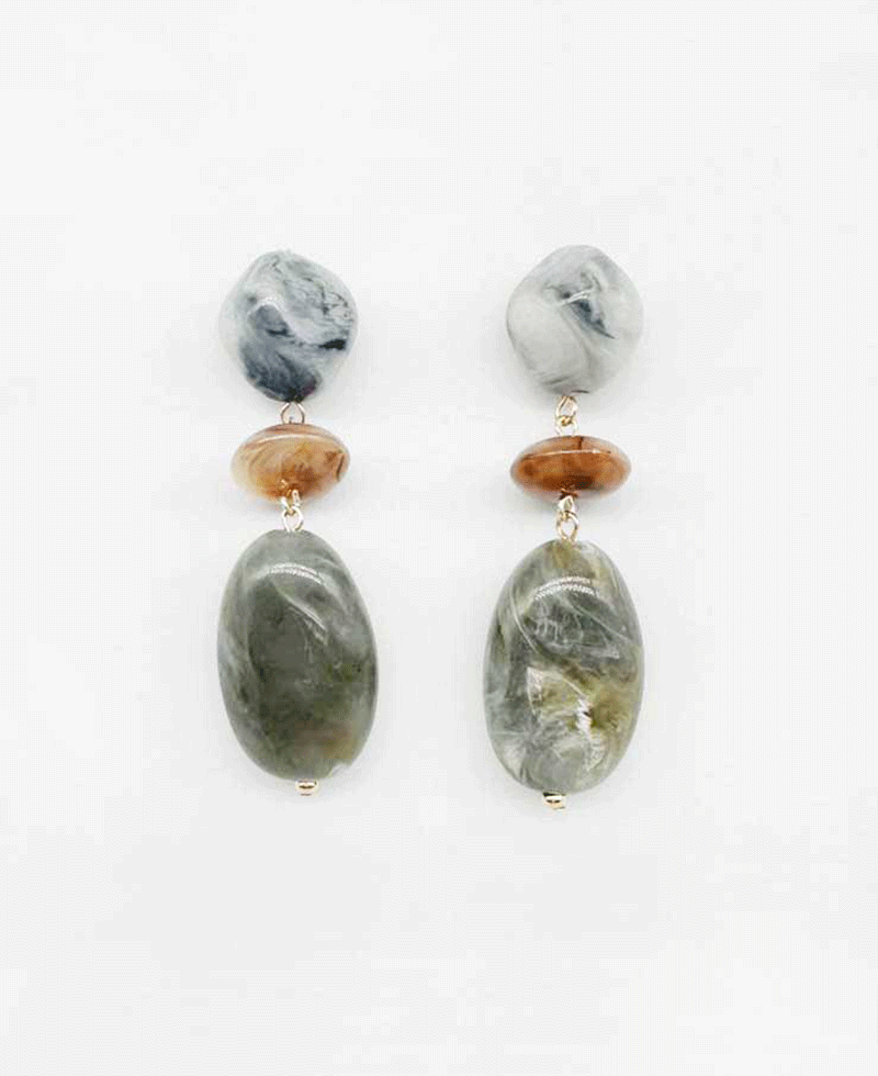 Multi Resin Bead Triple Drop Earring