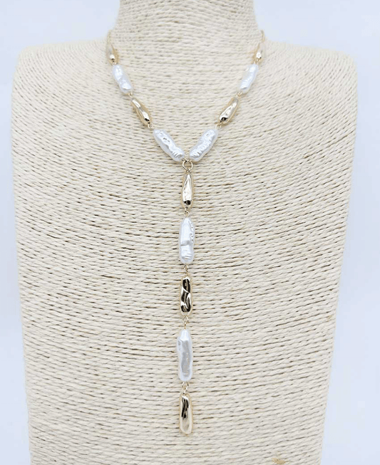 Natural Baroque Style Y Drop Necklace