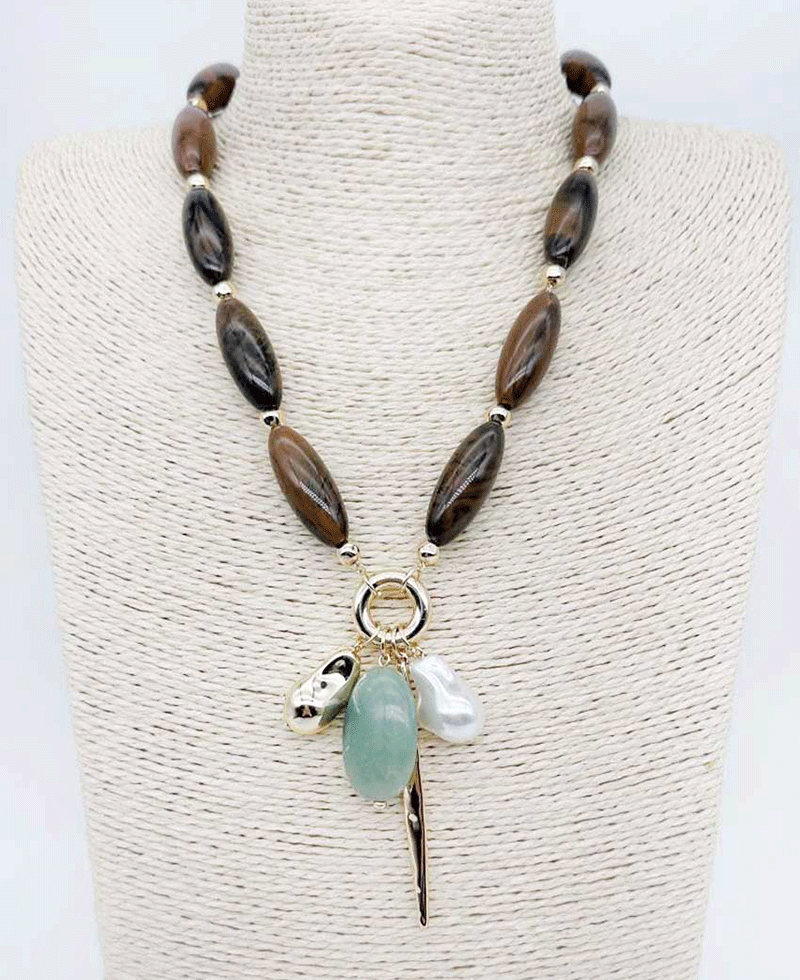 Mixed Charms Agate Stone Necklace