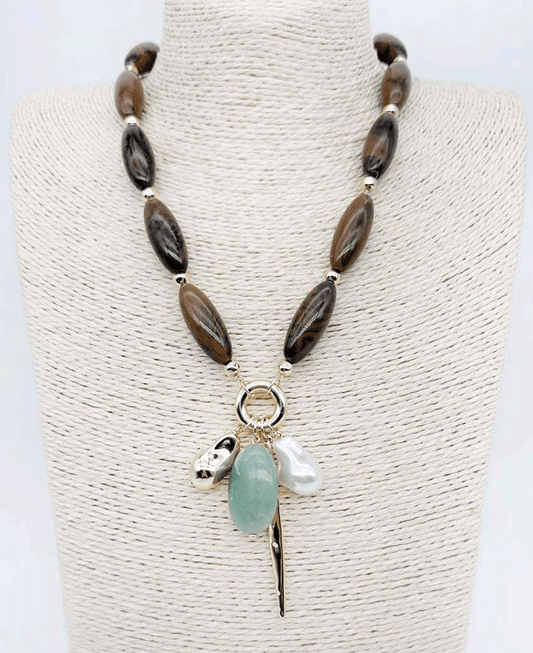 Mixed Charms Agate Stone Necklace