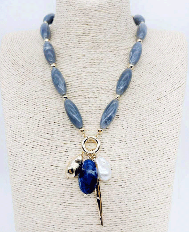 Mixed Charms Agate Stone Necklace