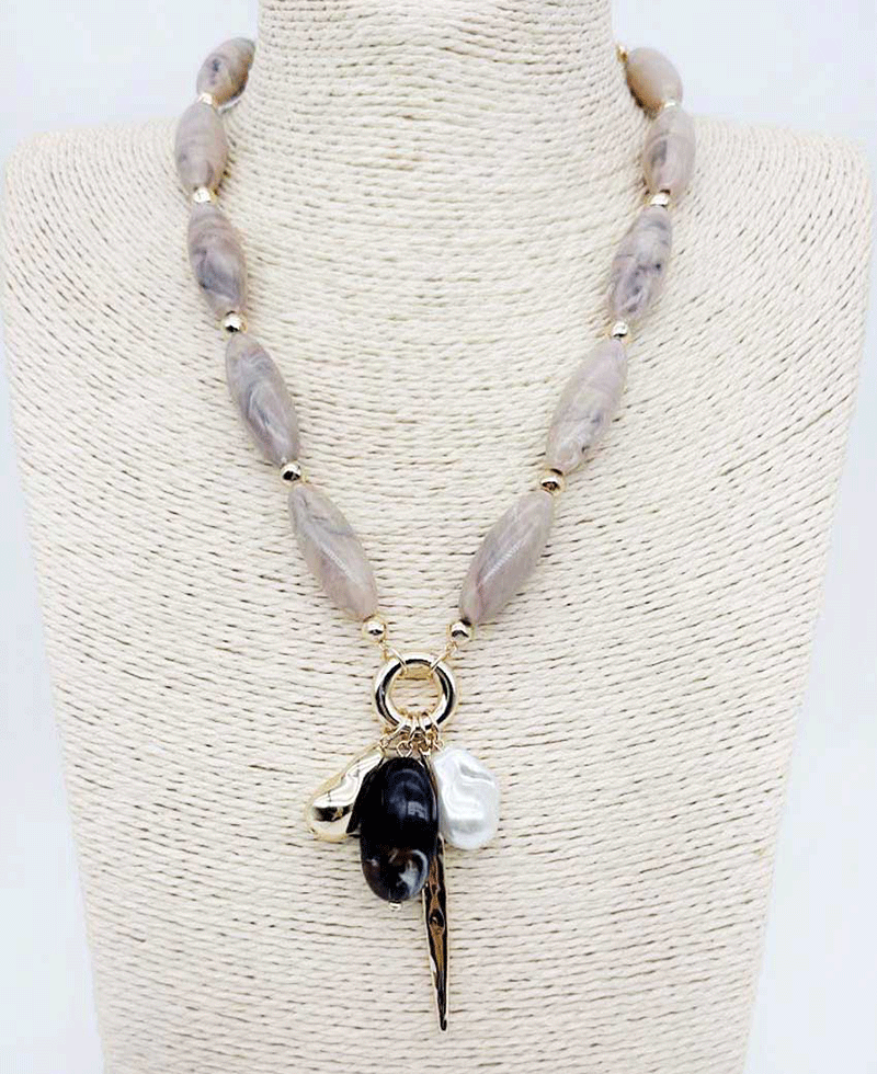 Mixed Charms Agate Stone Necklace
