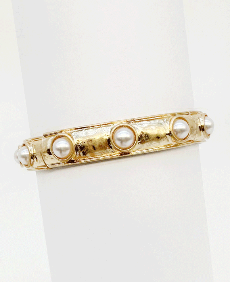 Stone / Pearl Bangle Bracelet