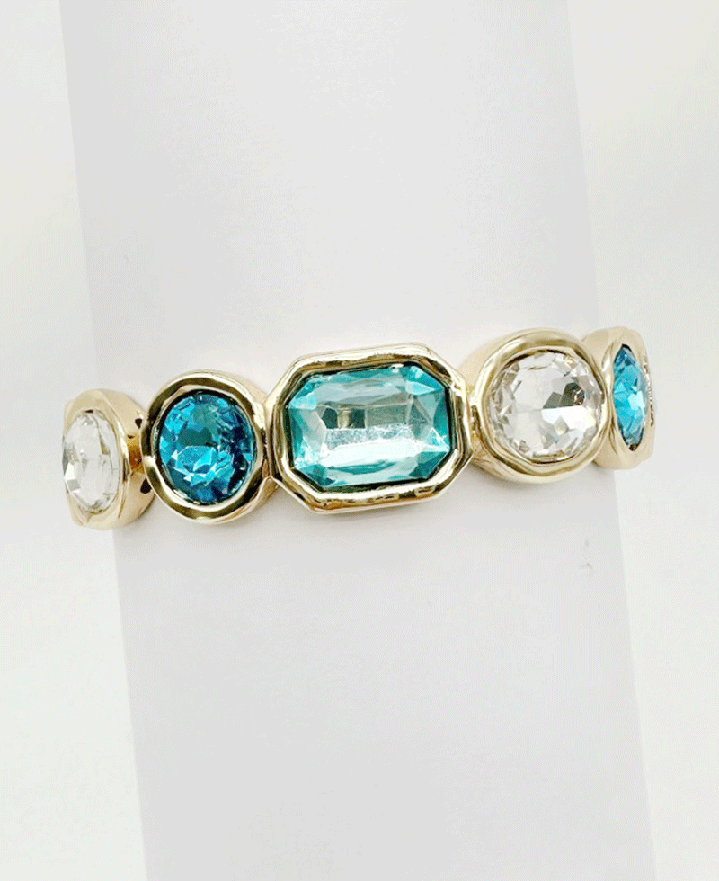 Bezel Set Multi Stone Stretch Bracelet