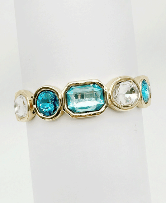 Bezel Set Multi Stone Stretch Bracelet