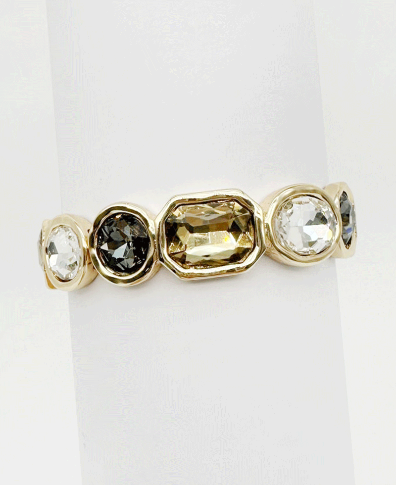 Bezel Set Multi Stone Stretch Bracelet