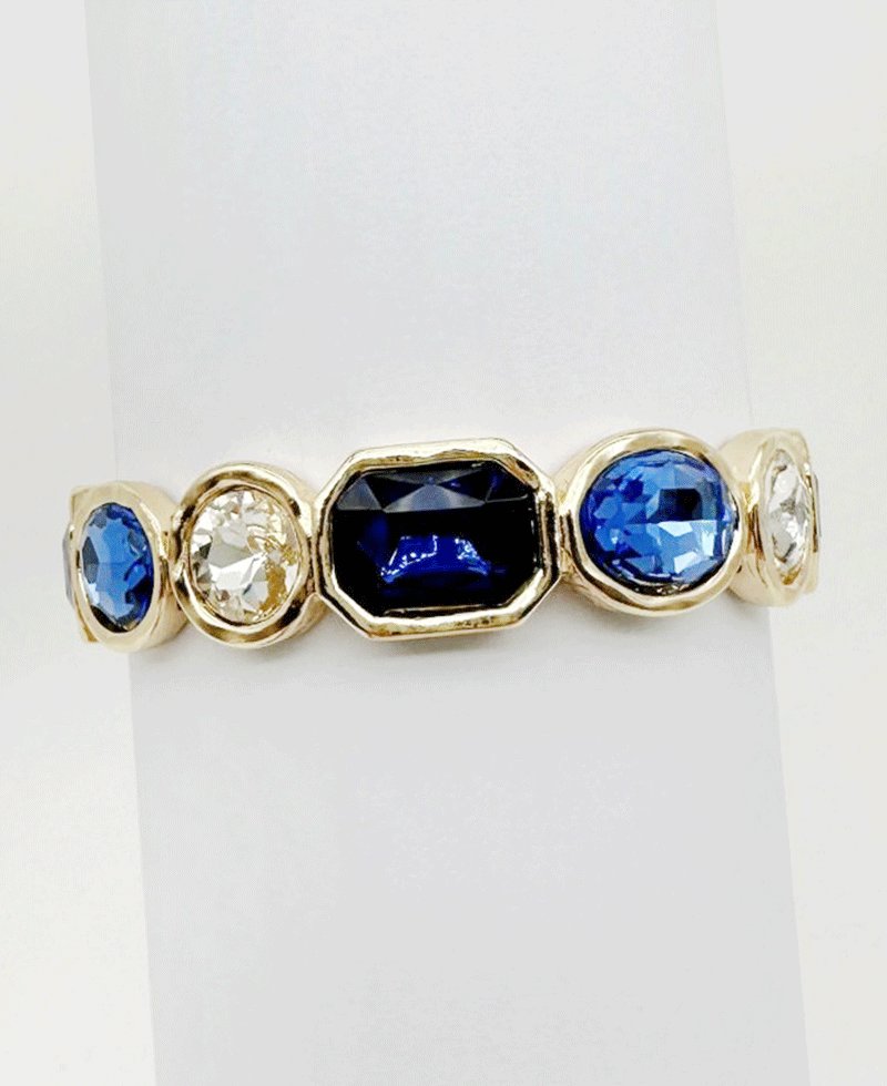 Bezel Set Multi Stone Stretch Bracelet