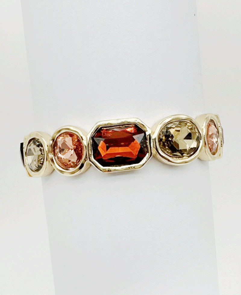 Bezel Set Multi Stone Stretch Bracelet