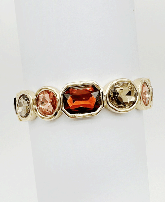 Bezel Set Multi Stone Stretch Bracelet