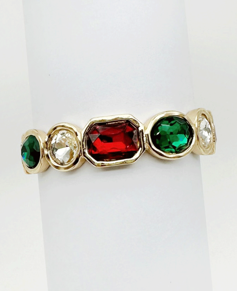 Bezel Set Multi Stone Stretch Bracelet
