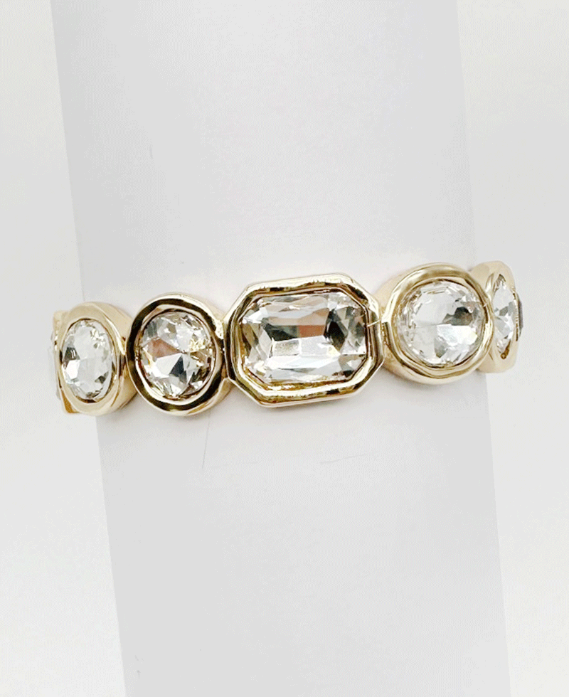 Bezel Set Multi Stone Stretch Bracelet