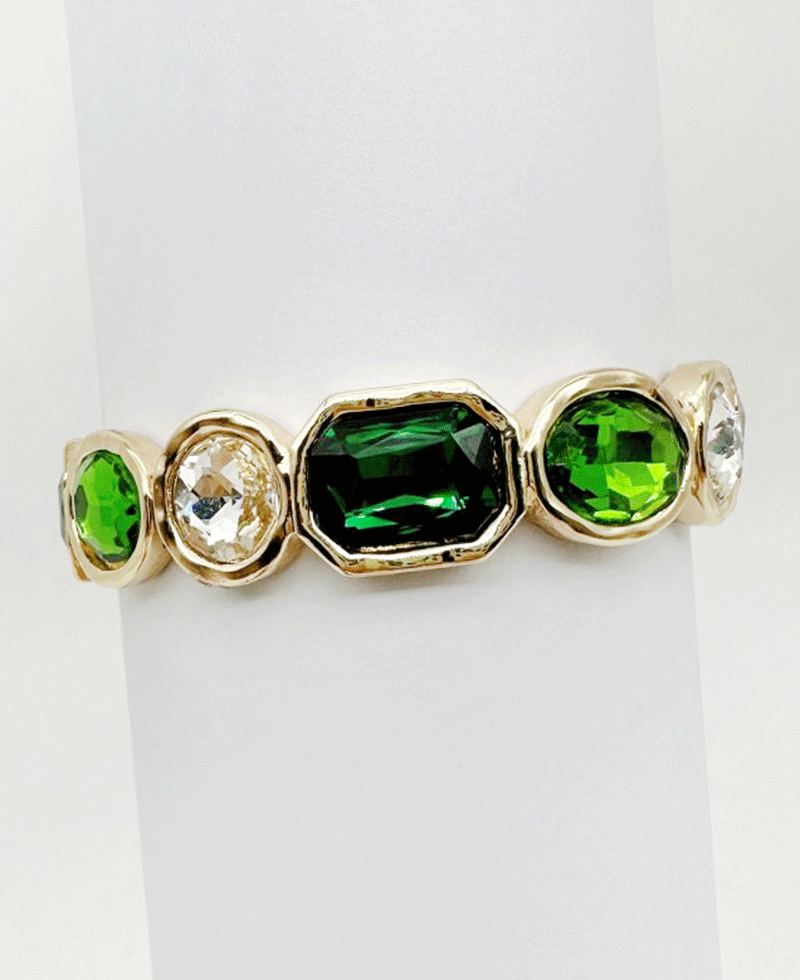 Bezel Set Multi Stone Stretch Bracelet