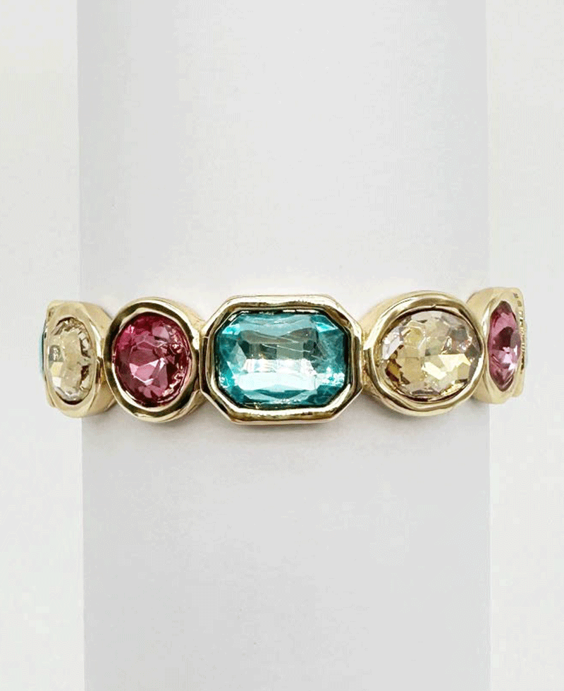 Bezel Set Multi Stone Stretch Bracelet