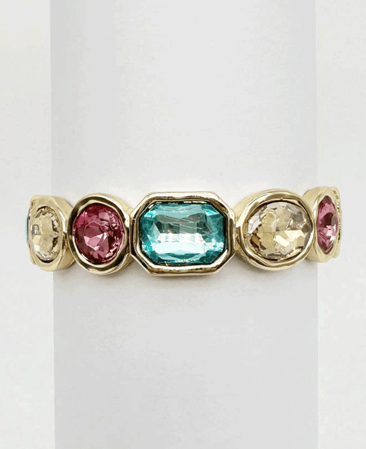Bezel Set Multi Stone Stretch Bracelet