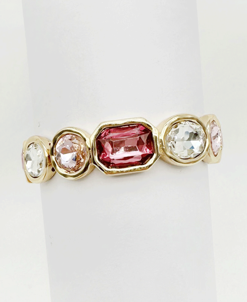 Bezel Set Multi Stone Stretch Bracelet