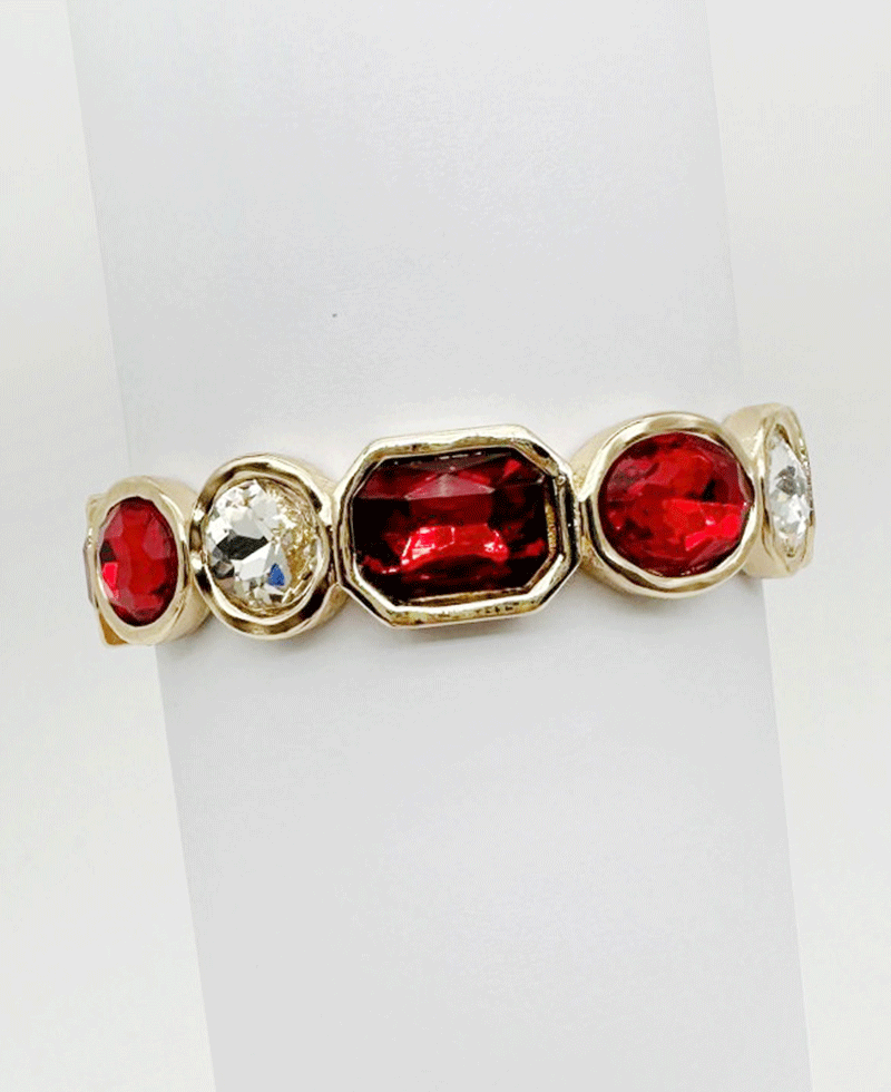 Bezel Set Multi Stone Stretch Bracelet