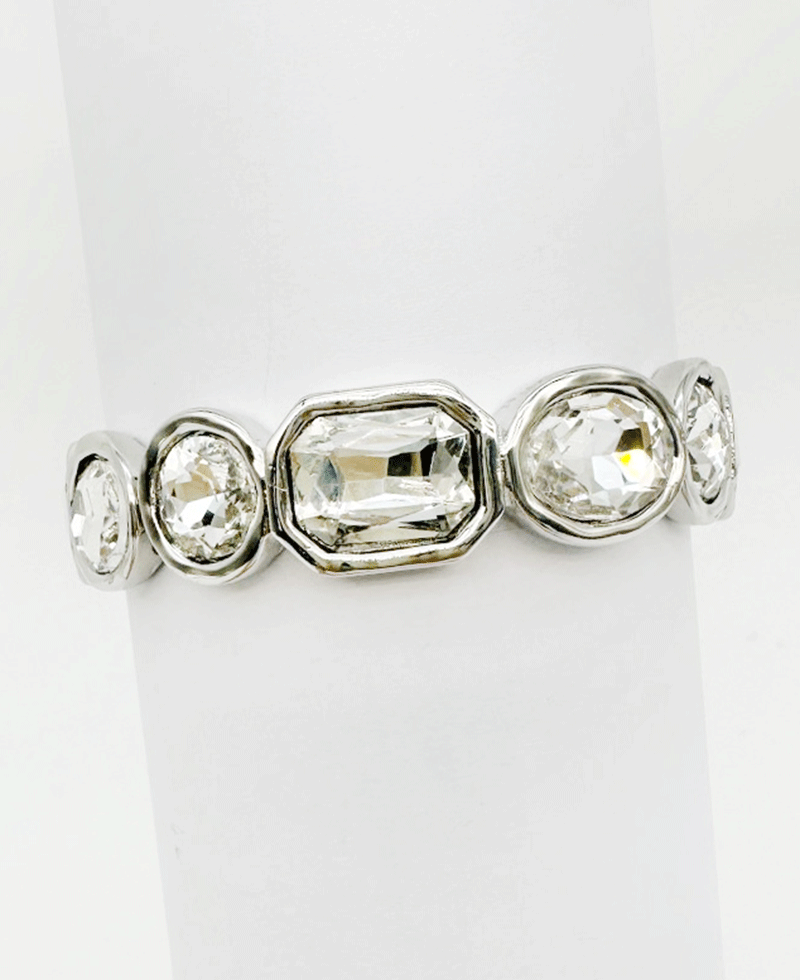 Bezel Set Multi Stone Stretch Bracelet