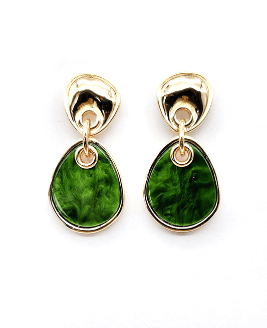 Vintage Gold Resin Teardrop Earring