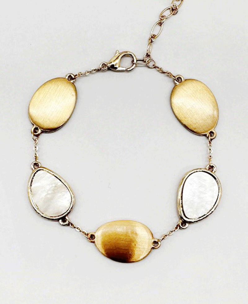 Metal Plates & Teardrop Shape Stone Bracelet