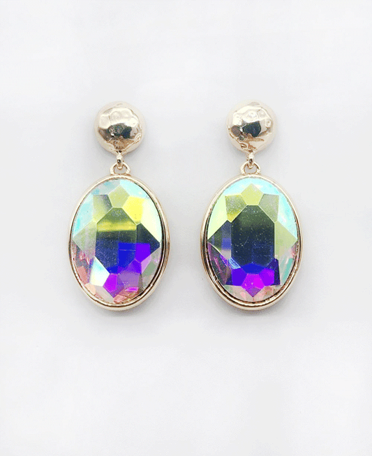 Faceted Oval Crystal Earring