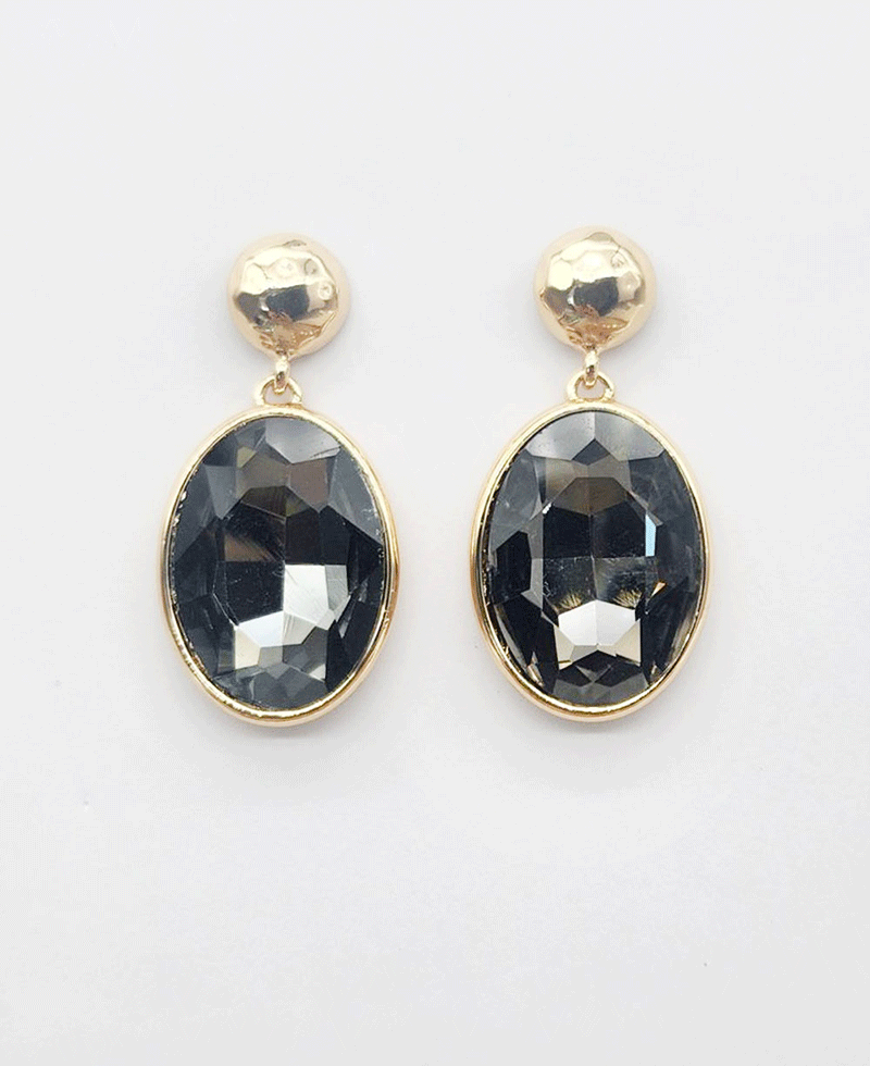 Faceted Oval Crystal Earring