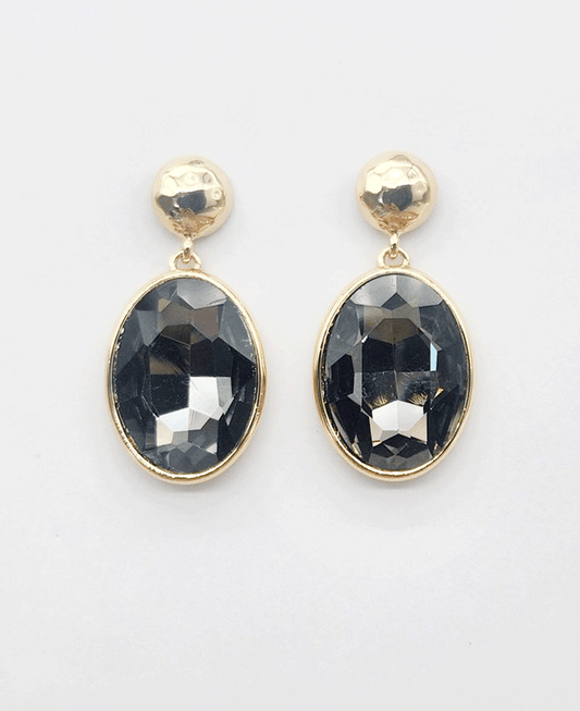 Faceted Oval Crystal Earring