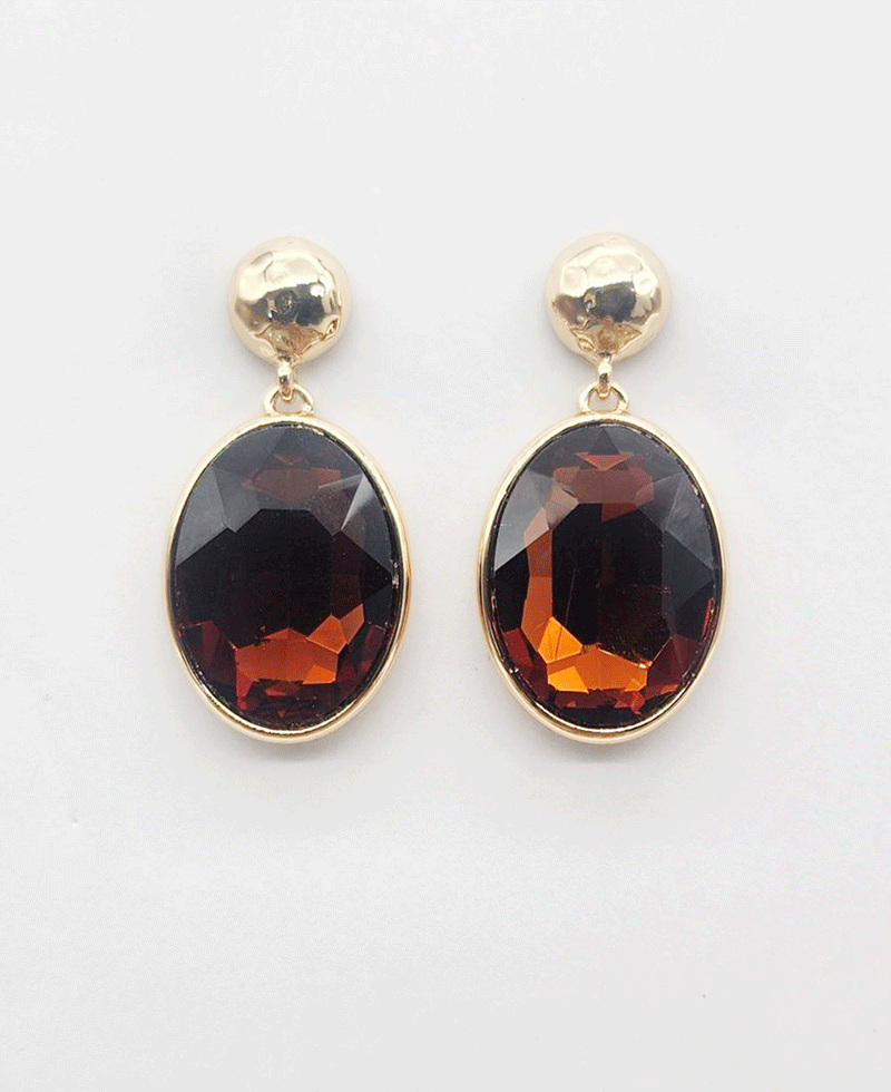Faceted Oval Crystal Earring