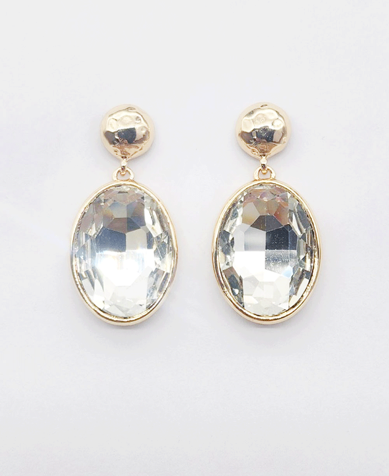 Faceted Oval Crystal Earring