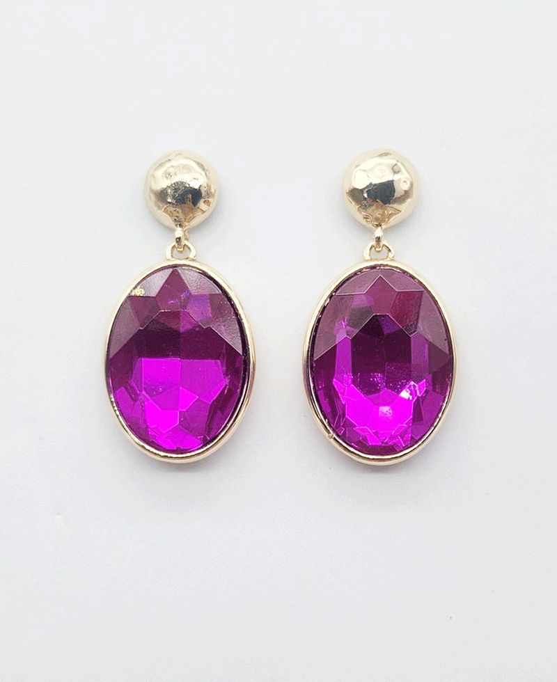 Faceted Oval Crystal Earring