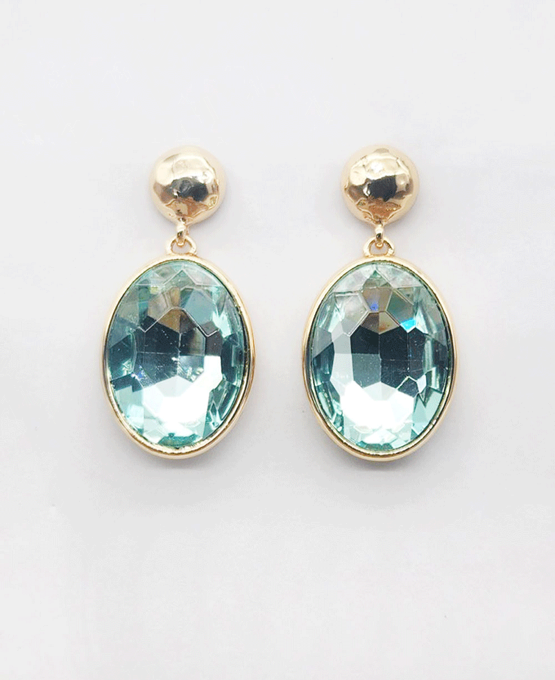 Faceted Oval Crystal Earring