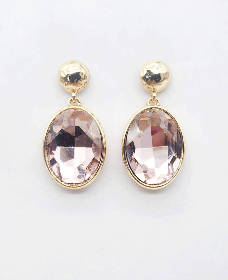 Faceted Oval Crystal Earring