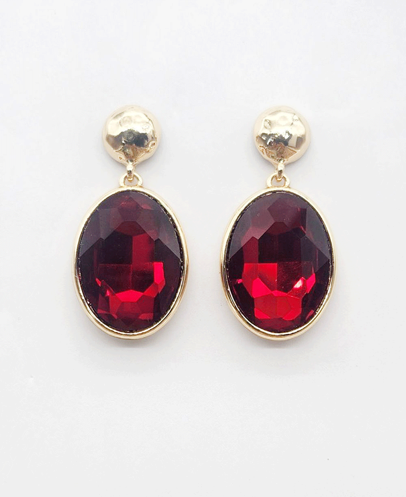 Faceted Oval Crystal Earring