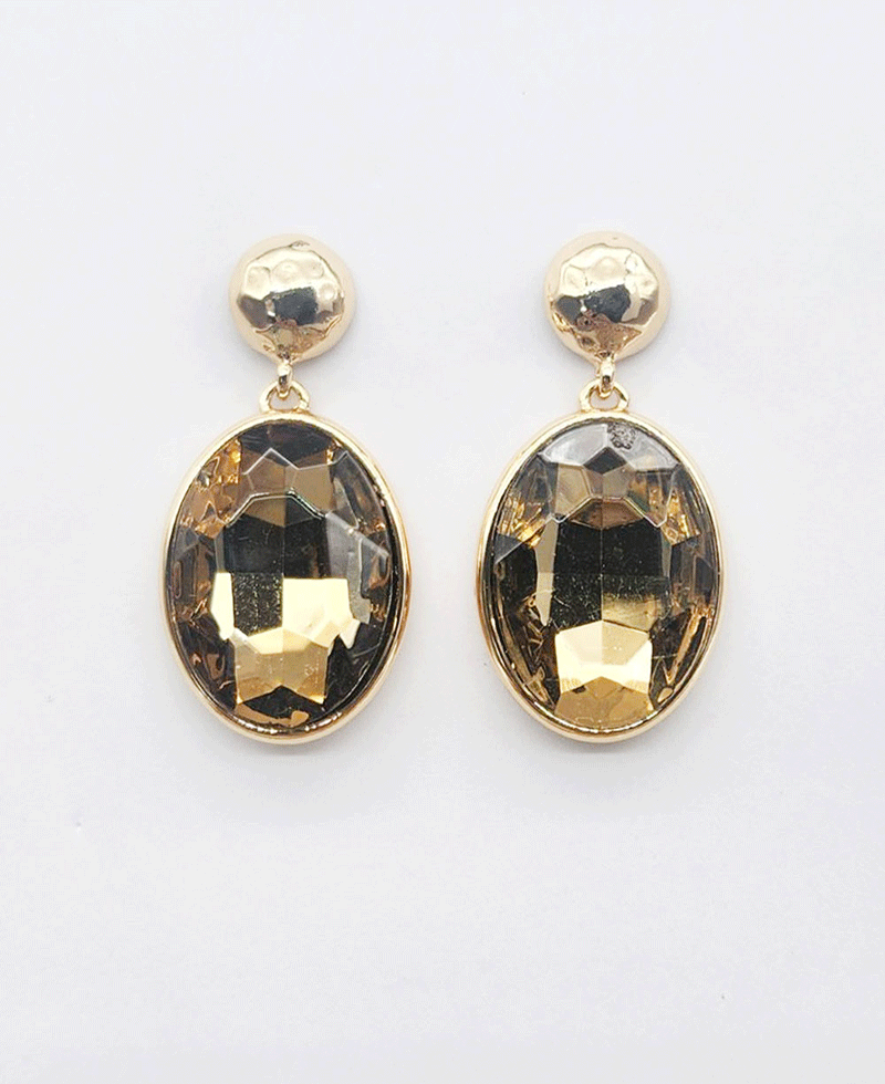 Faceted Oval Crystal Earring