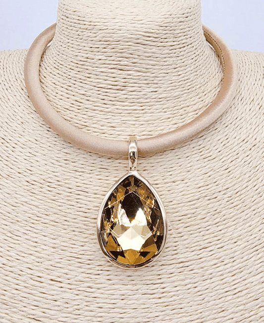 Crystal Shadow Teardrop Pendant Collar Necklace