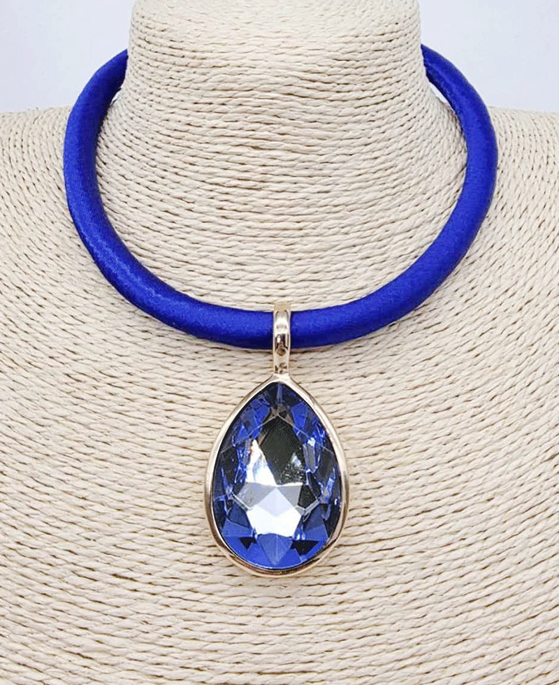 Crystal Shadow Teardrop Pendant Collar Necklace