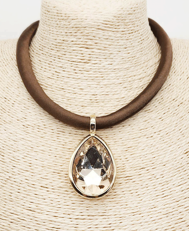 Crystal Shadow Teardrop Pendant Collar Necklace