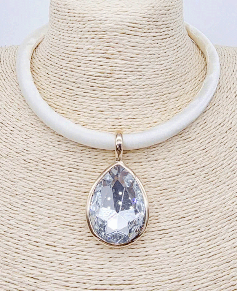 Crystal Shadow Teardrop Pendant Collar Necklace