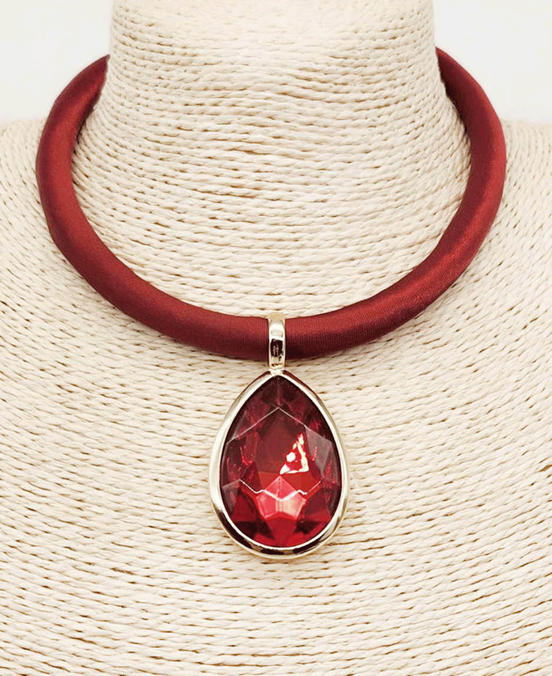 Crystal Shadow Teardrop Pendant Collar Necklace