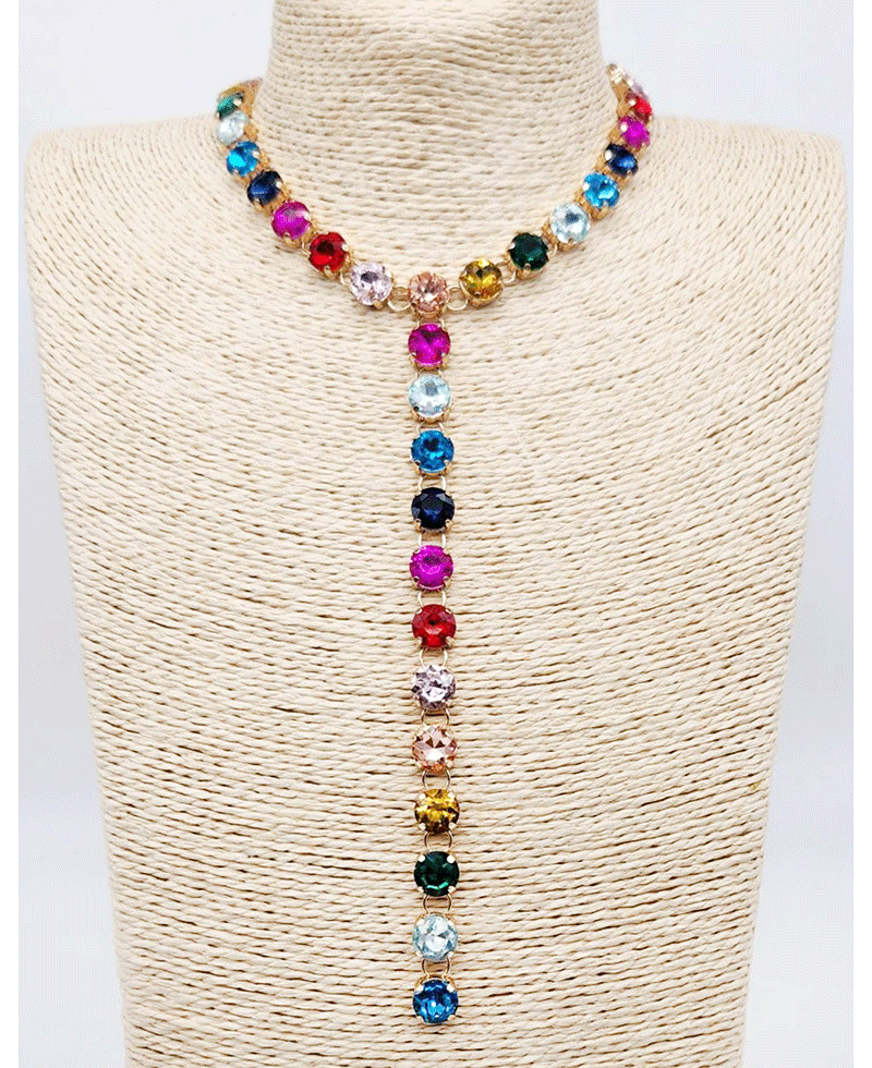 Crystal Y Shape Drop Necklace