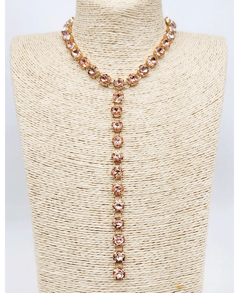 Crystal Y Shape Drop Necklace