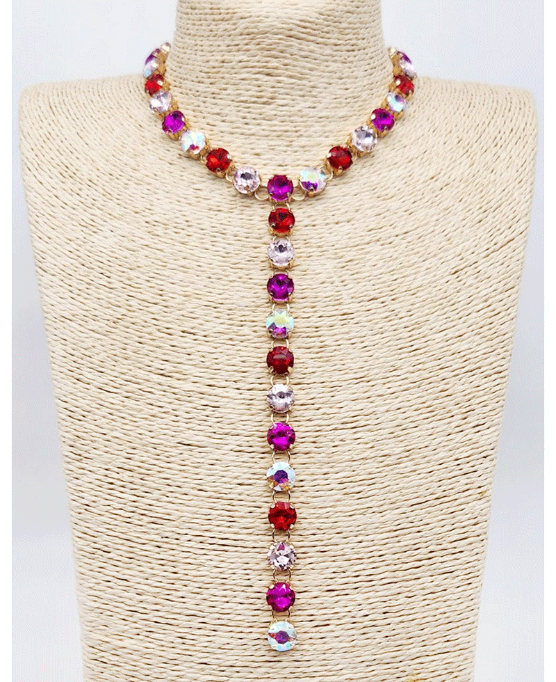 Crystal Y Shape Drop Necklace