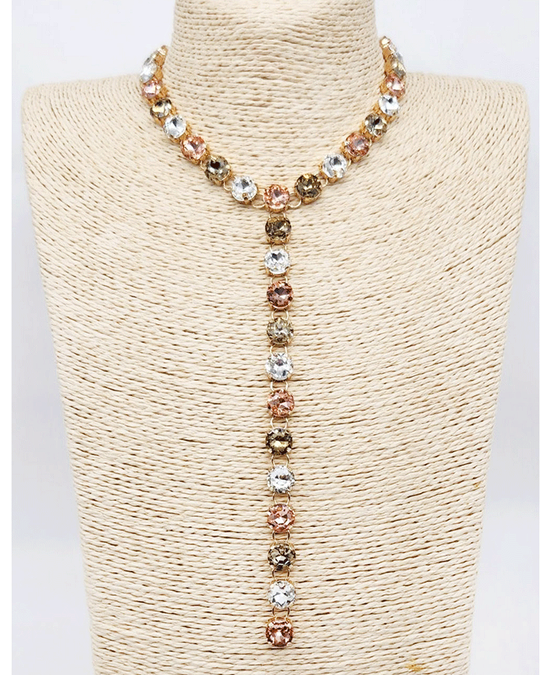 Crystal Y Shape Drop Necklace
