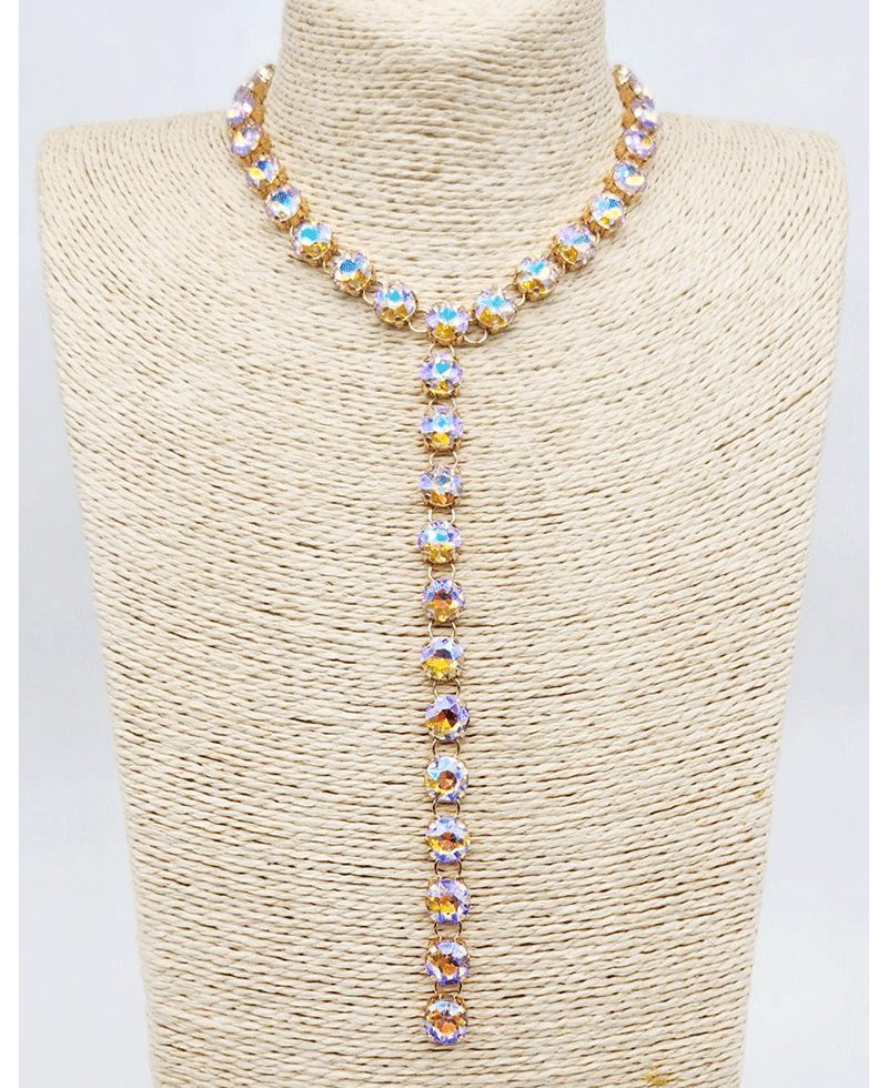 Crystal Y Shape Drop Necklace