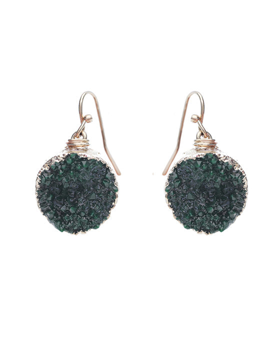 13mm Round Druzy Earring