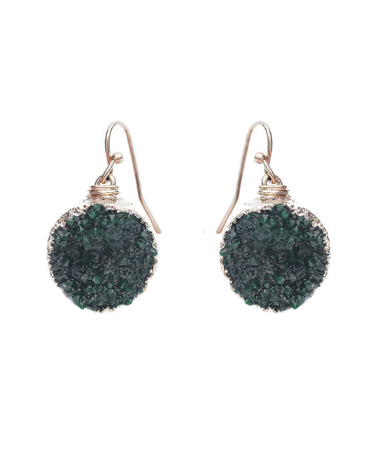 13mm Round Druzy Earring